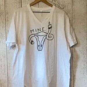 Metal Marvels Mine Uterus Women's Reproductive Rights Vneck Tee - 2XL [White]